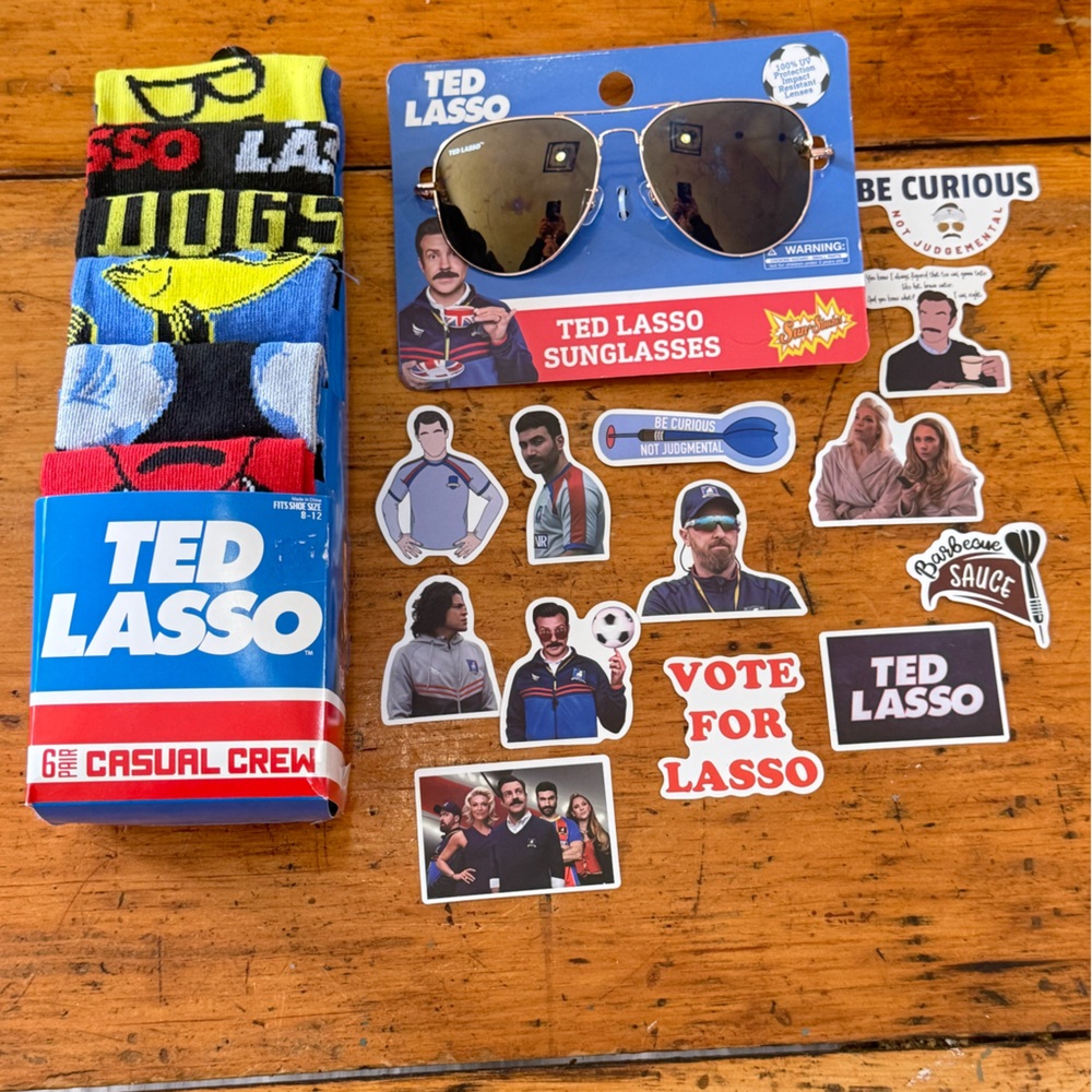 Ted Lasso Fan Kit Socks Sunglasses and Stickers